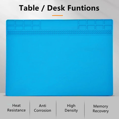 Blue Anti Static ESD Mat For Workbench And Desk 13.8 By 9.8 Inch Silicone Solder Pad with screw notches, heat resistant