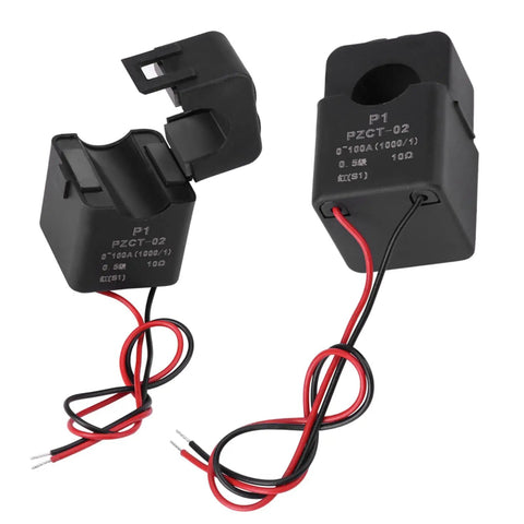 Zero Drama Mini Split Core Current Transformer Sensor For 100A Energy Meters with quick snap clip, compact design and wires.