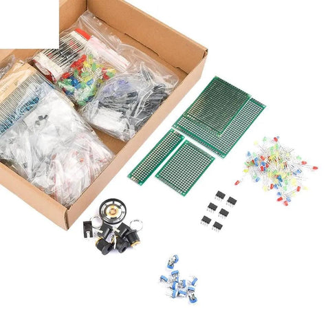 Ultimate Dope DIY Electronics Components Kit With Capacitors, Resistors, LEDs, Transistors, Diodes, PCBs and Speakers in box