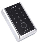 Top Shelf Outdoor Smart Fingerprint Keypad Door Access Controller With Rfid Card Swipe And Mobile App Remote Unlock, angled view showing keypad.