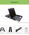 Top Shelf 1U Rackmount Kvm Console With Integrated 19 Inch Monitor full size keyboard touchpad and four port hdmi switch, packing list.