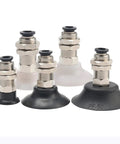 PBK-25 Black Pneumatic Suction Cup Chuck For Industrial Manipulator Rubber Vacuum Gripper Accessories, five sizes shown.