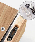 Rock Solid Invisible Cabinet Connectors 10 Pack Slick Black Metal Furniture Brackets With Recessed Cupboard Hinges shown on wood.