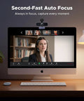 4K 30FPS Ultra HD PC Webcam With Microphone, Privacy Cover, mounted on monitor during video call