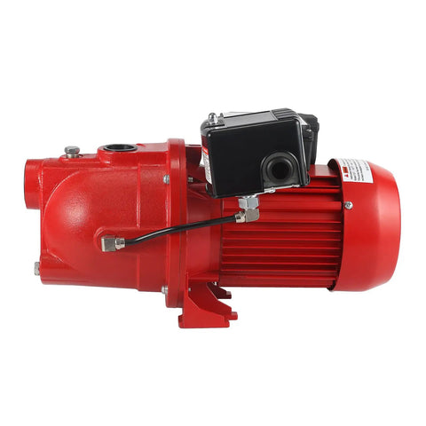 Side view of 3/4 HP Shallow Well Jet Pump With Dual Voltage 115/230V 13 GPM Cast Iron Self Priming Water Pump For 25 Feet Max Lift