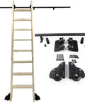 13 Foot Sliding Barn Door Hardware Kit With Rolling Ladder Track System No Ladder Round Tube Wheels And Extension Rail for Library