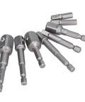 Sick 11 Piece Socket Adapter Kit With Hex Shank Square Head Connectors For Air Screwdriver And Electric Drill Made From Tough Chrome Vanadium Steel Featuring Super Self Locking Design To Stop Dropped Bits. 11-piece chrome vanadium socket adapters with hex shanks