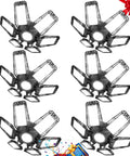 Six Pack LED Garage Lights 200W 20000lm Foldable Ceiling Panels For Garage And Workshop 6500K Daylight Adjustable Deformable Fixture E26 E27 Compatible Bases Easy Install No Dimmer Needed High CRI Wide Flood Beam For Bright Garage And Workshop Lighting shown in a decorative setting.