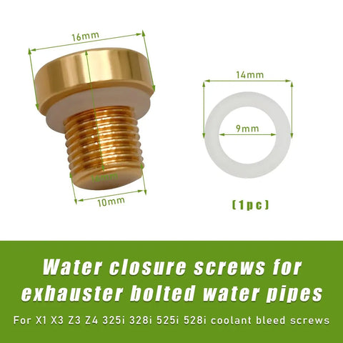Solid Brass Radiator Coolant Air Bleeder Screw With Quality Rubber O Ring For BMW X1 And X3. Includes dimensions and design details.