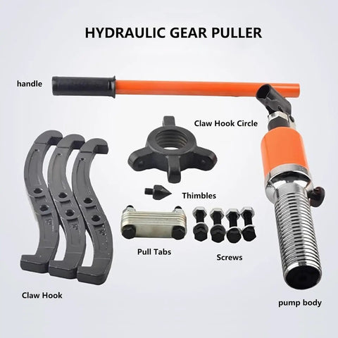 Parts of Heavy Duty Hydraulic Gear Puller 30 Ton 66000 Lb Capacity With 2 Or 3 Jaw Bearing Separator display.