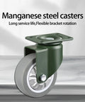 Mavvilo Heavy-Duty 3-Inch Swivel Caster Wheels for Furniture & Industrial Use Durable Steel Plate with manganese steel design.