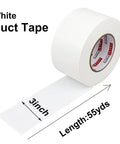 White Duct Tape 3 Inch Wide, Heavy Duty Industrial Grade 55 Yards, Waterproof And UV Resistant, Strong Adhesive Roll
