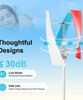 400W 3-Blade Wind Turbine Generator With Controller, showing blades with noise-reduction and safety features