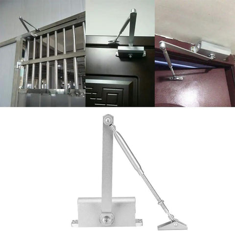 Adjustable Automatic Hydraulic Door Closer With 90 Degree Positioning installed on various doors