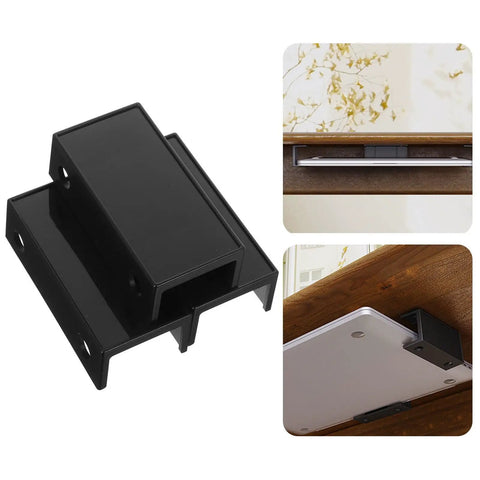Rock Solid Under Desk Laptop Mount With Heavy Duty Black Bracket For Secure Storage And No Fuss Setup To Keep Your Workspace Neat And Super Functional All Week, showing clamp and matte black design.