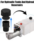 3/4 NPT Hydraulic Breather Cap For Plastic Tanks shown installed on a hydraulic reservoir, ideal for systems in shops and farms