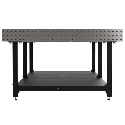 Heavy Duty Welding Fixture Table With Precision Laser Cut Grid Holes And Adjustable Levelers Built Hella Sturdy For Knocking Out Big Shop Builds 120 By 60 By 36 Inches black steel frame with laser cut surface