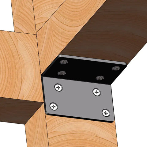 Built Different Rock Solid Heavy Duty L Brackets Black Steel Corner Supports Two Pack installing on wooden furniture.