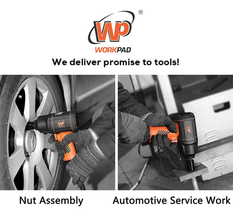 Professional Pro Grade Half Inch Composite Air Impact Wrench With Twin Hammers in use for nut assembly and service work