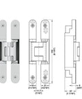 Dope Hidden Door Hinge TE 240 For Unrebated Doors Residential Adjustable Concealed Hinge with schematic dimensions