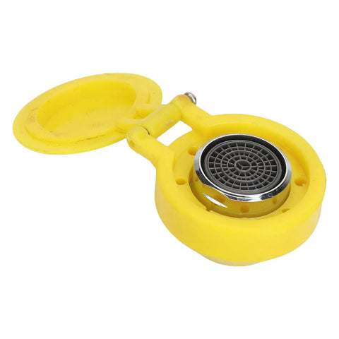 Eyewash Station Spray Head Set 4 Pack With 14mm Thread, yellow ABS and stainless steel eye wash nozzle, close-up view