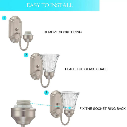 Installation steps for Clear Bell Glass Replacement Shade Set For Ceiling Fans And Wall Fixtures