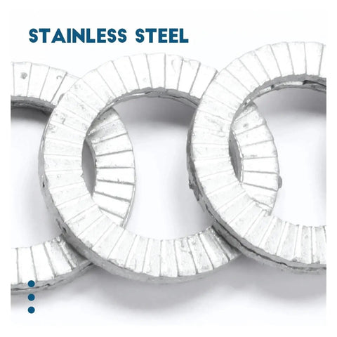 Heavy Duty Double Deck Wedge Lock Washer Featuring Cam Lock Design And Thread Bite Grip For Secure Bolting and Reliable Industrial Mechanical Systems That Stay Dead Nuts Tight, stainless steel washers.