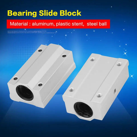 Heavy Duty 12Mm Linear Motion Ball Bearing Slide Block With Aluminum Housing And Flat Mount Base, showcasing solid construction.
