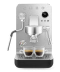 Next Level Semi Pro Espresso Machine Featuring 15 Bar Pump Pressure And Triple Thermoblock Heating For Rock Solid Temp Control And Strong Steam Wand Pulling Real Deal Barista Shots Daily In Glossy Black with two espresso cups.