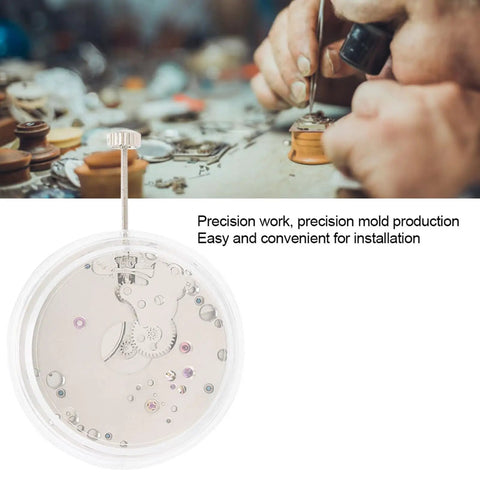 Close-up of 6498 Automatic Watch Movement Replacement Part being installed in DIY repair