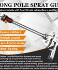 Heavy Duty Long Reach Paint Spray Gun Featuring Swappable Tips And Rock Steady Pressure Regulator For Crisp Furniture Automotive And Industrial Finishing Jobs, 100 cm pole with nozzle.