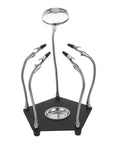 Universal Soldering Station Helping Hands Kit with adjustable clamp and flexible arms for PCB repair displayed on stand