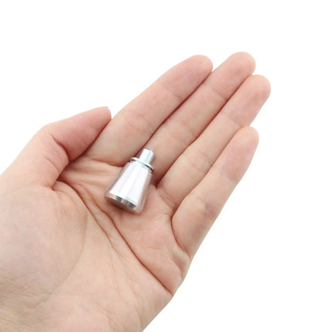 Two Pack Aluminum Spring Loaded Plunger Pins With Knob Heavy Duty Mechanical Catch For Quick Release In Cabinets Doors Toolboxes And DIY Projects, held in hand.