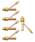 Set of 5 Heavy Duty Copper Tig Torch Quick Connectors for Water Cooled Welding Machines with male cable gas separator.