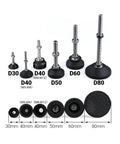 Legit Heavy Duty Adjustable Furniture Legs With Swivel Glide Pads M12 Threads, size variations D30 to D80, for stable furniture.