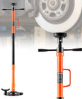 Legit Heavy Duty Underhoist Support Stand With Adjustable Height And Smooth Bearing Handle For 2204 Lb Rides, viewed from side and top angles.