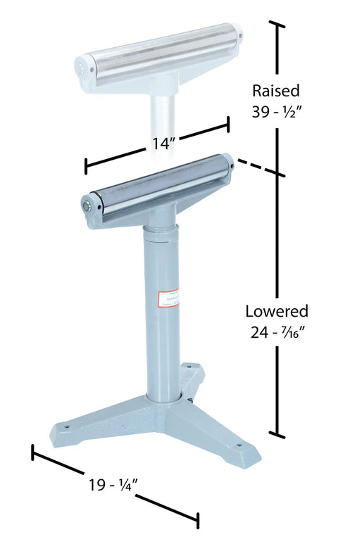 Heavy Duty Adjustable Horizontal Roller Stand With Steel Construction 23 To 38 Inch Raised Height 1760 Lb Capacity