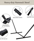 Outdoor Hammock With 12 Foot Heavy Duty Steel Stand For Two People Stand Included 450 Lbs Weight Capacity Cream Color Built To Last