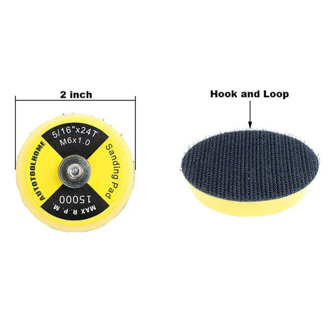 2 Inch Hook And Loop Sanding Pad With One Eighth Mandrel Adapter For Drills And Rotary Tools showing detailed grip design.