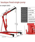 Rugged Foldable Hydraulic Crane Boosting Up To 3 Ton Lift Power With Solid Steel Frame and Telescopic Boom shown with specs.