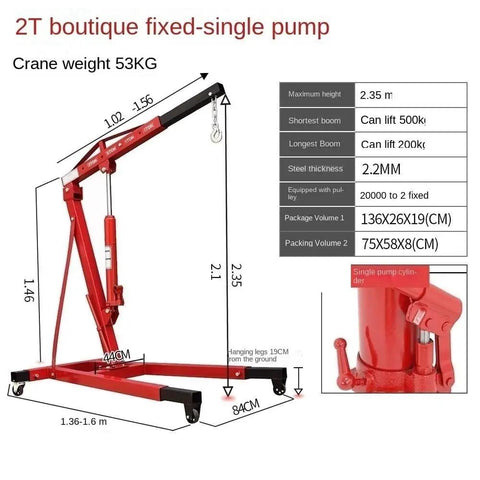 Professional Grade Foldable Hydraulic Engine Hoist Tough As Nails Steel Car Crane with four stage boom dimensions and features.