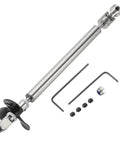 Rugged Stainless Drive Shaft With 3 Blade Propeller Universal Joint Kit For 6mm Motor Shafts In RC Boats And Submarines, L150mm Shaft L100mm Sleeve D36mm Coupler Assembly displayed with accessories.