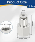 Two Pack Push To Connect Fittings One Quarter Inch NPT Female To Five Thirty Second Inch Tube OD Female Thread Straight Quick Connect Air Lines For Pneumatic Equipment White shown with dimensions.