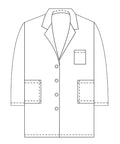 Unisex Pro Grade 39 Inch Long Sleeve Lab Coat Snow White With Three Front Pockets Durable Poly Cotton Blend For Medical And Lab Work Ideal For Doctors Nurses Students And Techs 5X Size In Stock, line drawing