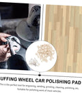 Image of a 120-Piece Wool Buffing Wheels Set With Mandrel For Rotary Tools Pro Grade Wool Felt Polishing Kit shown in use on metal.