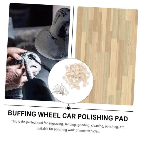 Image of a 120-Piece Wool Buffing Wheels Set With Mandrel For Rotary Tools Pro Grade Wool Felt Polishing Kit shown in use on metal.