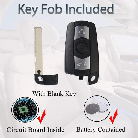 BMW Key Fob Replacement CAS3 For 2004 To 2014 3 Series And 5 Series with blank key and battery included