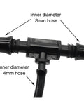 Reducing Tee Barb Connector Kit From 3/8 Inch To 1/4 Inch Garden Hose Splitter For Greenhouse Drip Irrigation Fittings No Fuss Durable 200 Pcs Easy Install Quick Setup, 8mm to 4mm hose