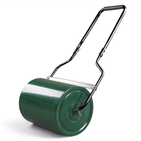 Beefed Up Heavy Duty Lawn Roller 8 Gallon Water Or Sand Fill With Drain Plug And U Shaped Handle For Push Or Pull Operation