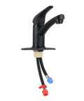 Single Lever Bathroom Faucet With Extended Roman Spout And Blade Handle In Black Matte, One-Hole Install With Mounting Ring, 5-Inch Reach For Easy Sink Access, Durable Ceramic Valve, Slick Modern Look
